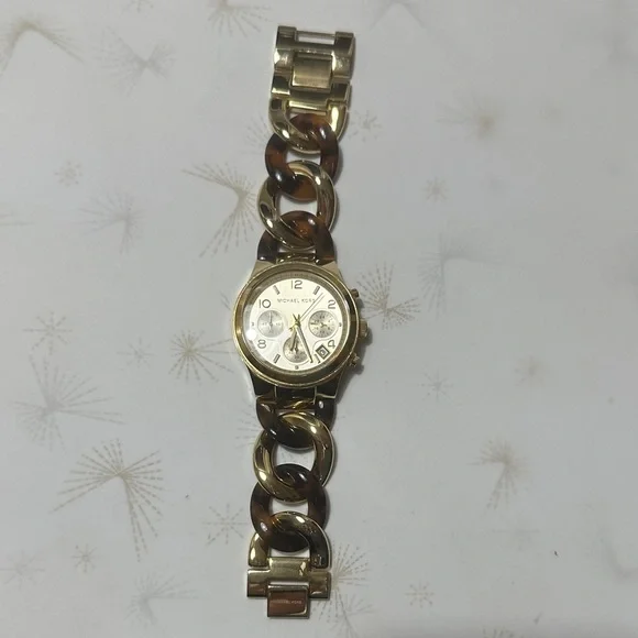Michael Kors Gold and Brown Chain-Link Women\'s Watch Michael Kors MK4222 Gold-tone Women main image 4